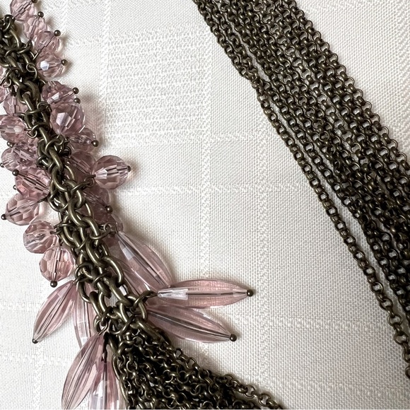 Lia Sophia Vintage Antique Gold Tone Blushing Pink Resin Necklace NWT - Picture 10 of 14